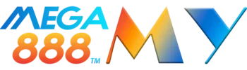 Mega888 logo with blue, orange, and yellow text, displaying the website name Mega888apkmy.com